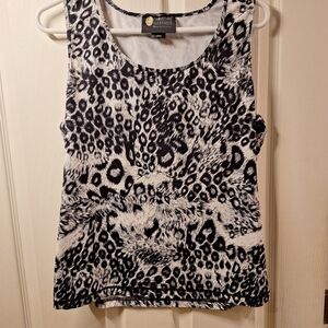 Christine Alexander Black and White Leopard Tank Top